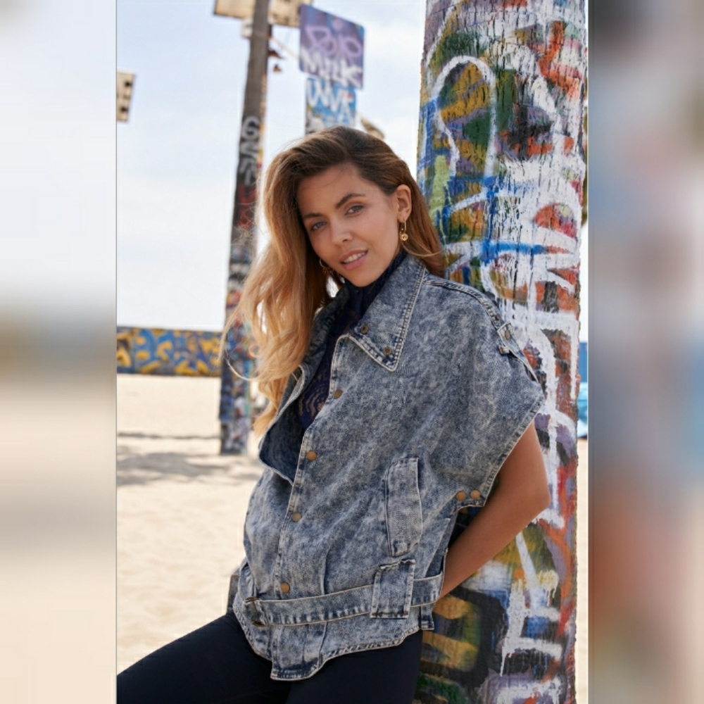 Vintage 80's Acid Wash Denim Jean Jacket - Picture 1 of 12